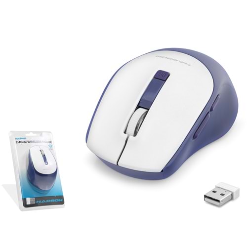 HADRON HDX3408B Kablosuz Mouse 2.4 GHz 1600 DPI Beyaz Lacivert