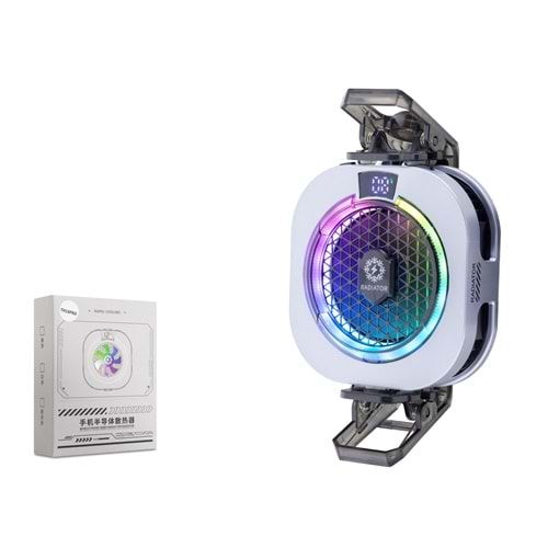 HADRON HDX4385 Manyetik Klipsli Telefon Tablet Soğutucu Fan RGB Isı Göstergeli iPad Uyumlu Gri