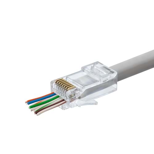 HADRON HDX5030 CAT6 EZ RJ45 Konnektör 100 Adetli Paket Şeffaf