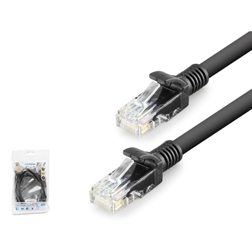 HADRON HDX5070 Cat6 Ethernet Patch Kablosu 1 Gbps 250 MHz 1.5 m Siyah
