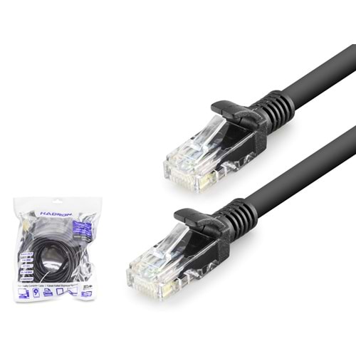 HADRON HDX5074 Cat6 Ethernet Patch Kablosu 1 Gbps 250 MHz 15 m Siyah