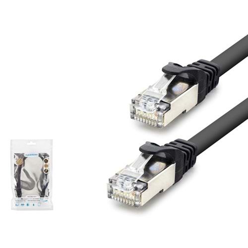 HADRON HDX5088 Cat7 Ethernet Patch Kablosu 10 Gbps 600 MHz 30 cm Siyah