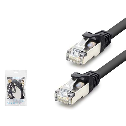 HADRON HDX5090 Cat7 Ethernet Patch Kablosu 10 Gbps 600 MHz 1 m Siyah