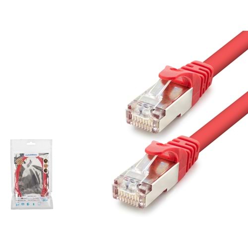 HADRON HDX5105 Cat7 Ethernet Patch Kablosu 10 Gbps 600 MHz 30 cm Kırmızı
