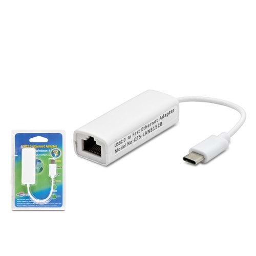 HADRON HDX5257 Type C USB 2.0 Ethernet Adaptör 10/100 Mbps Beyaz