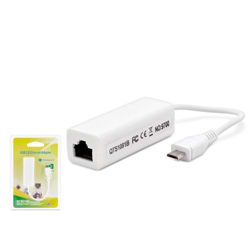 HADRON HDX5271 Micro USB 2.0 Ethernet Adaptör 10/100 Mbps Beyaz