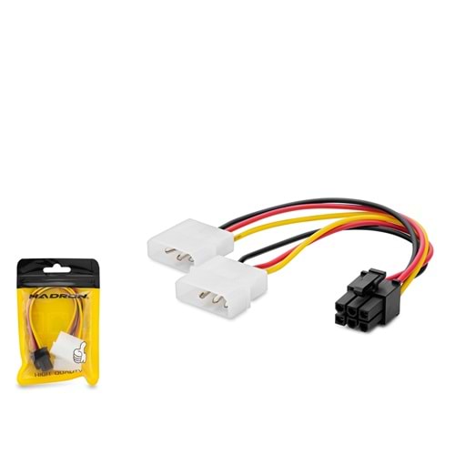 HADRON HDX5520 Molex to 6 Pin Ekran Kartı Power Kablosu 26 cm Siyah