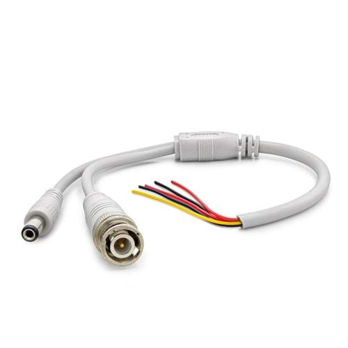 HADRON HDX5531 BNC ve DC Power Jack Kablosu 5.5x2.5 mm 30 cm Beyaz