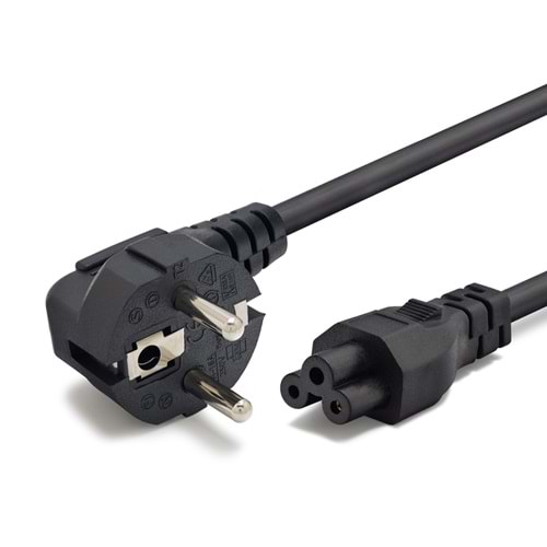 HADRON HDX5533 Yonca Güç Kablosu C5 3 Pin 0.75 mm 500W 1.2 m Siyah