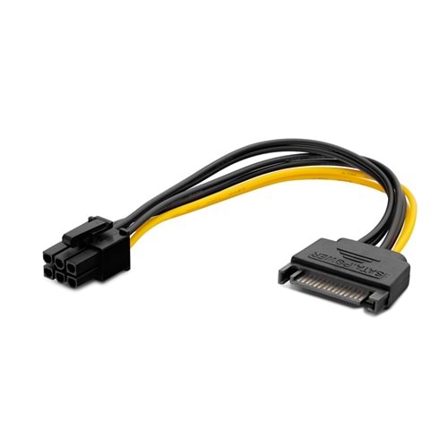 HADRON HDX5535 SATA to 6 Pin Ekran Kartı Power Kablosu Siyah