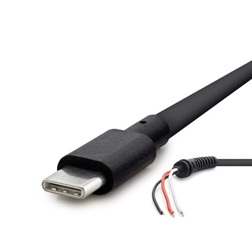 HADRON HDX5538 Laptop Adaptör DC Jack Kablosu USB Type-C 3 İletkenli 1.5 m 65W Siyah