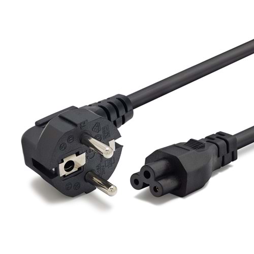 HADRON HDX5540 Yonca Güç Kablosu C5 3 Pin 1 mm 500W 1.8 m Siyah