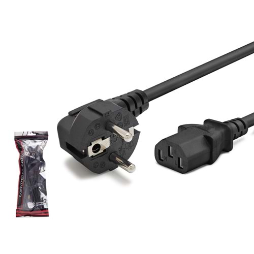 HADRON HDX5556 Kasa Güç Kablosu C13 3 Pin 1 mm 500W 3 m Siyah