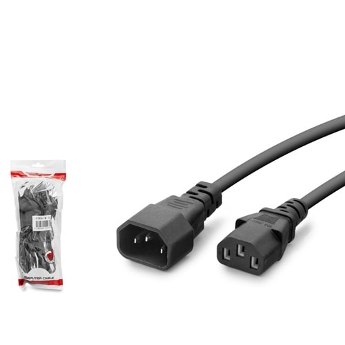 HADRON HDX5559 Kasa Güç Uzatma Kablosu C13 C14 3 Pin 1 mm 500W 1.5 m Siyah