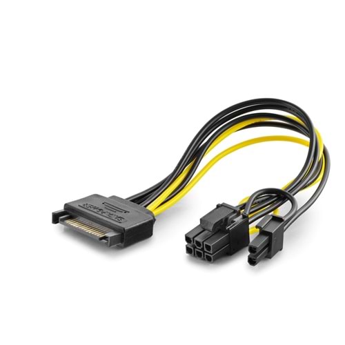 HADRON HDX5570 SATA to 6+2 Pin Ekran Kartı Power Kablosu 26 cm Siyah