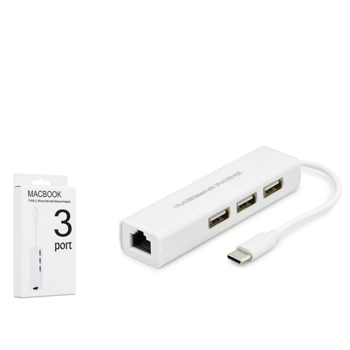 HADRON HDX7007 Type-C 3.1 Combo Hub LAN 4 Port 5 Gbps Beyaz