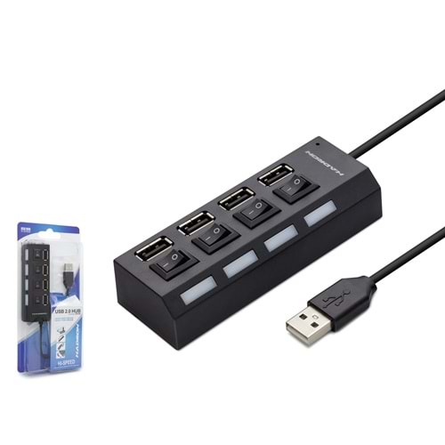 HADRON HDX7008 USB Anahtarlı Hub 4 Port 480 Mbps Siyah