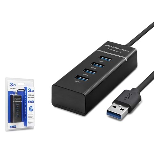HADRON HDX7017 USB 3.0 Hub 4 Port 5 Gbps 30 cm Siyah