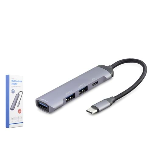 HADRON HDX7040 Type-C 3.0 Hub PD 100W 4 Port 5 Gbps Gri