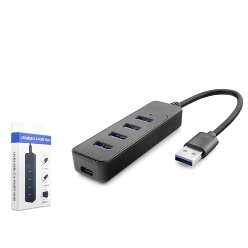 HADRON HDX7046 USB 3.0 Hub 4 Port 5 Gbps Siyah