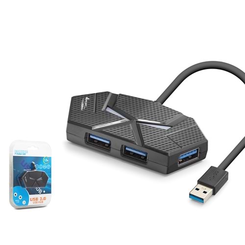 HADRON HDX7050 USB 3.0 Gaming RGB Hub 4 Port 5 Gbps 1.2 m Siyah
