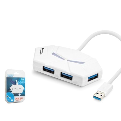 HADRON HDX7051 USB 3.0 Gaming RGB Hub 4 Port 5 Gbps 1.2 m Beyaz