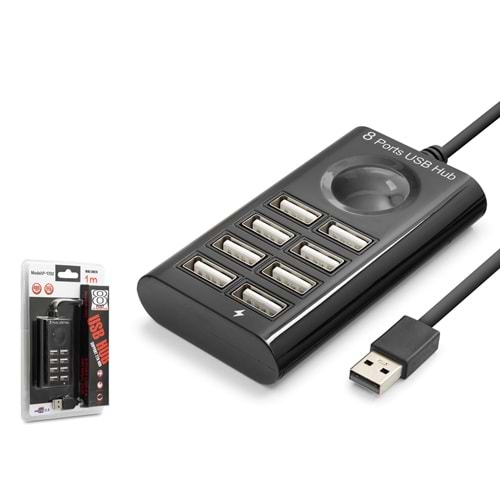 HADRON HDX7052 USB Hub 8 Port 480 Mbps 1 m Siyah
