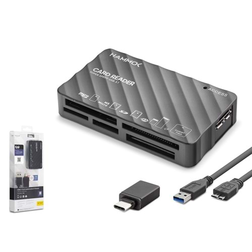 iETOP HDX7064 USB Type-C 3.1 Gen1 All in One Kart Okuyucu CF SD MicroSD MS XD 5 Gbps Siyah