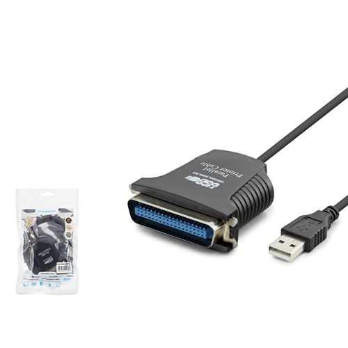 HADRON HDX7526 USB to Paralel LPT Yazıcı Dönüştürücü Kablosu 80 cm Siyah