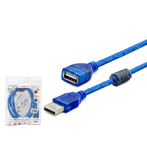 HADRON HDX7534 USB Uzatma Kablosu 1.5 m Şeffaf Mavi