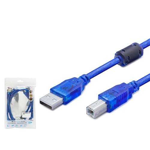 HADRON HDX7544 USB Printer Kablosu 5 m Şeffaf Mavi