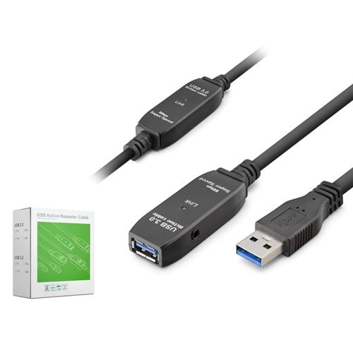 HADRON HDX7563 USB 3.0 Active Repeater Uzatma Kablosu 15 m Siyah
