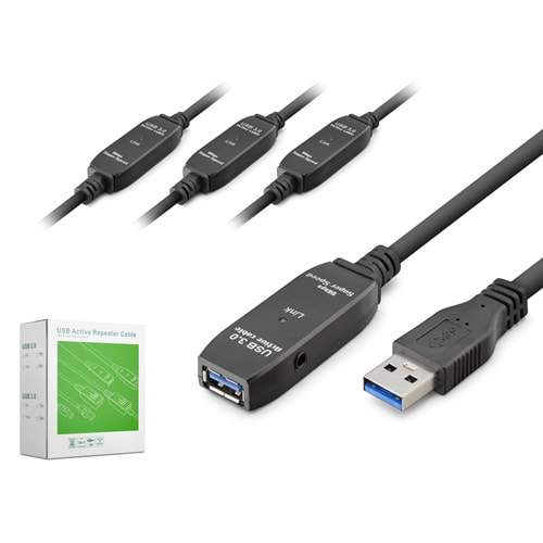 HADRON HDX7566 USB 3.0 Active Repeater Uzatma Kablosu 30 m Siyah