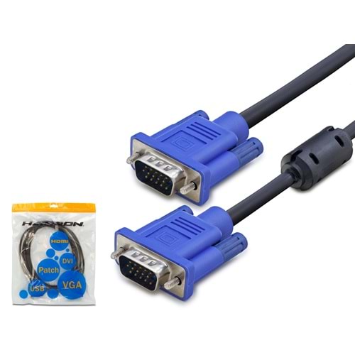 HADRON HDX7754 VGA Kablo OD 7.3 mm 1.5 m Siyah Mavi