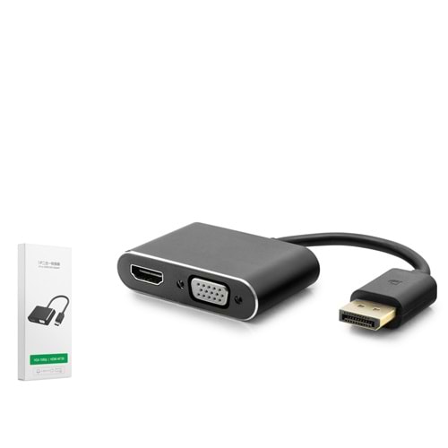 HADRON HDX7822 DisplayPort to HDMI VGA Görüntü Dönüştürücü 4K 30 Hz 1080p 22 cm Siyah