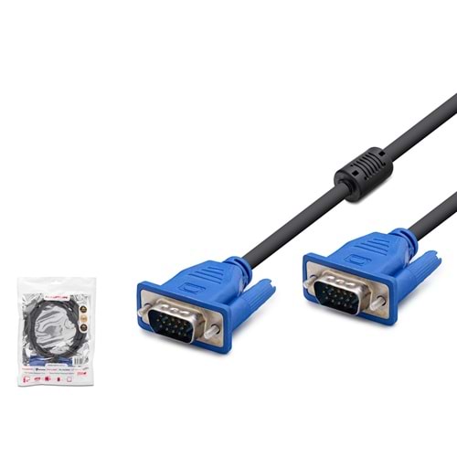 HADRON HDX7847 VGA Kablo OD 6.0 mm 5 m Siyah Mavi