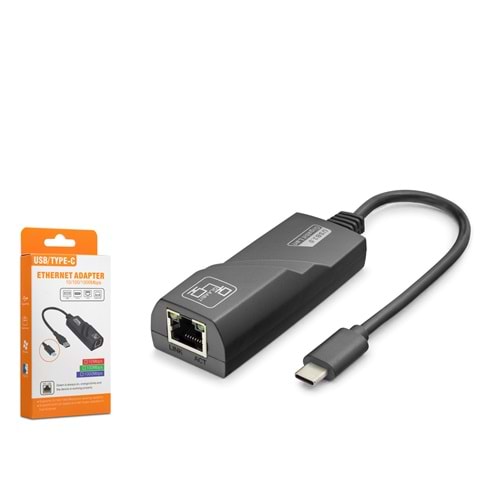 HADRON HDX7868 Type C USB 3.0 Ethernet Adaptör Gigabit Siyah
