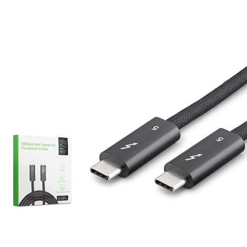 HADRON HDX7893 Type-C Thunderbolt 5 120 Gbps 240W 16K 60 Hz Şarj ve Data Kablosu 2 m Siyah
