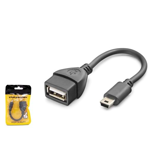 HADRON HN4591 Mini USB to USB OTG Dönüştürücü Kablo Siyah