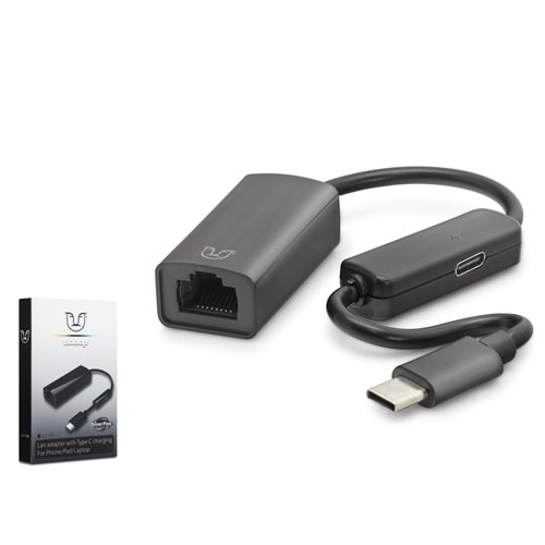 NONAP L118 Type C USB 2.0 Ethernet Adaptör 10/100 Mbps PD Güç Destekli Siyah
