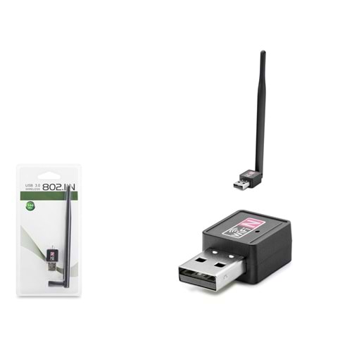 PIXLINK UW02T USB WiFi Adaptörü 150 Mbps 2.4 GHz Siyah