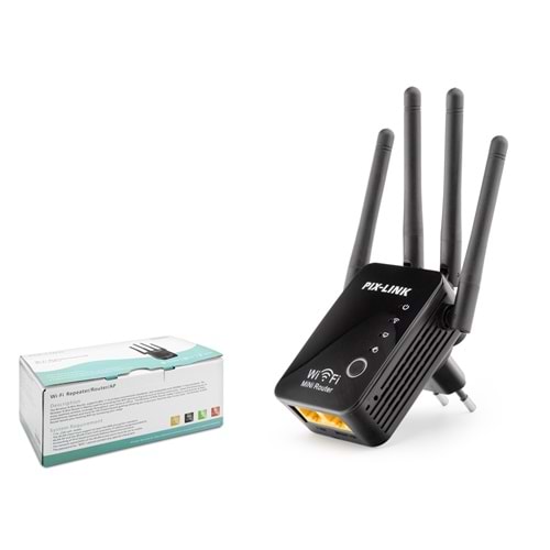PIXLINK WR16 WiFi Repeater Router Access Point 300 Mbps Siyah
