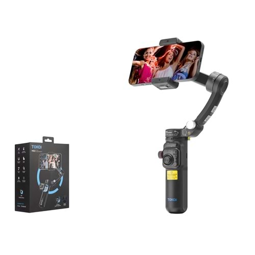 TOKQI M02 3 Eksenli Gimbal Selfie Çubuğu AI Takipli Bluetooth Tripod Siyah