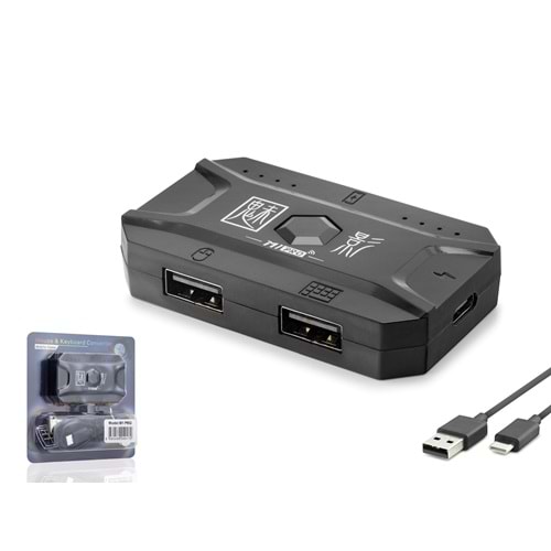 HADRON M1 PRO Android HarmonyOS Mobil Oyun Klavye Mouse Adaptörü Bluetooth 5.0 Type-C Siyah