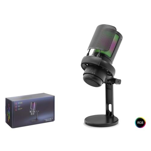HADRON ME6PB Gaming RGB Masaüstü Mikrofon Type-C 192kHz 24Bit Siyah