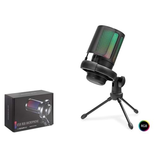 HADRON ME6S Gaming RGB Tripod Mikrofon Type-C 192kHz 24Bit Siyah
