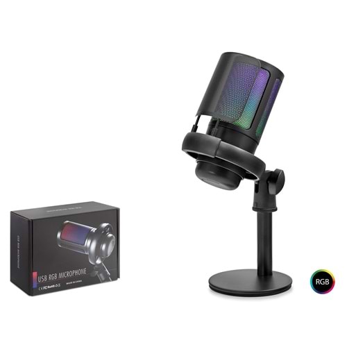 HADRON ME6SB Gaming RGB Masaüstü Mikrofon Mikser Kontrollü Type-C 192kHz 24Bit Siyah