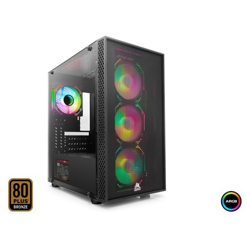 MOFAN MF2900B PC Gaming Kasa BETA 3 Seri 80 Plus 850W Power Supply 4x ARGB Fan Siyah