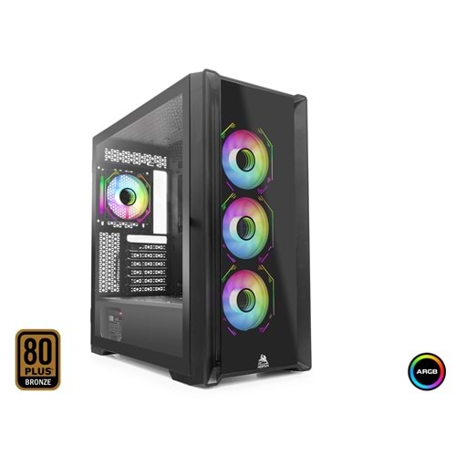 MOFAN MF2902B PC Gaming Kasa 360 Seri 80 Plus 850W Power Supply 4x ARGB Fan Siyah