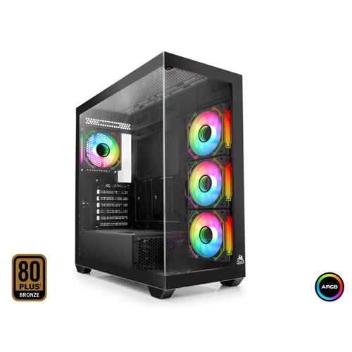 MOFAN MF2903B PC Gaming Kasa POLAR Seri 80 Plus 850W Power Supply 4x ARGB Fan Siyah